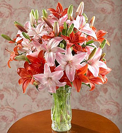 Assorted Lily Bouquet In A Vase